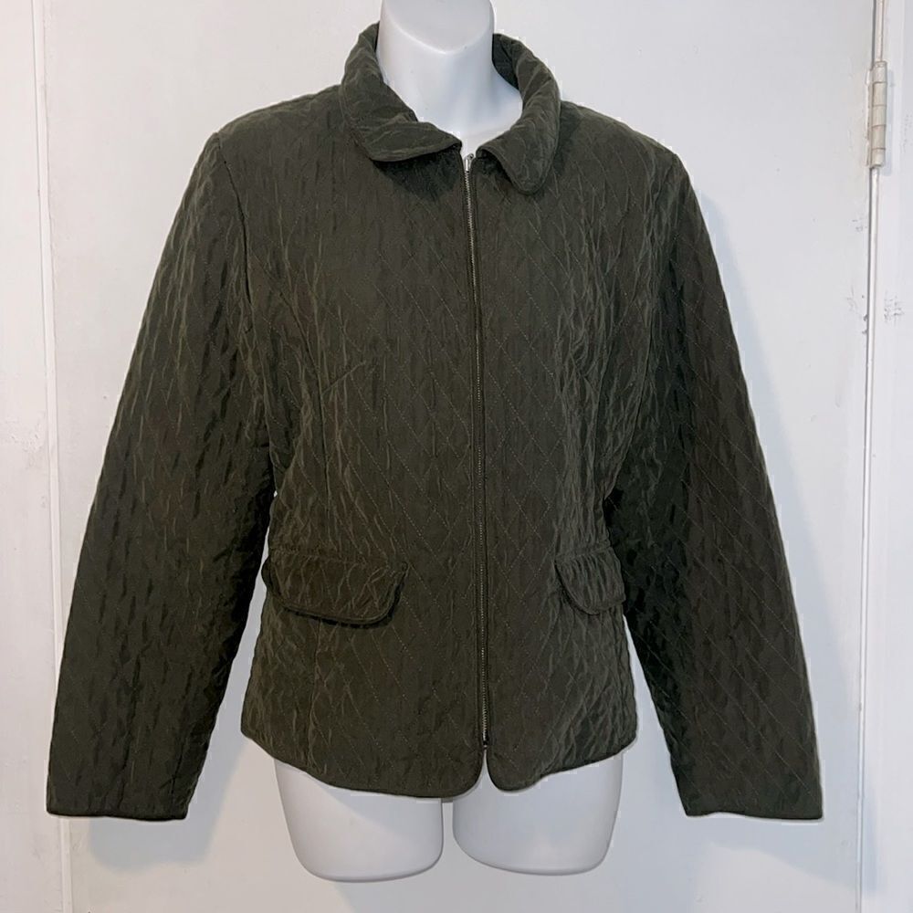 CHRISTOPHER & BANKS Forest Green Quilted Jacket-L